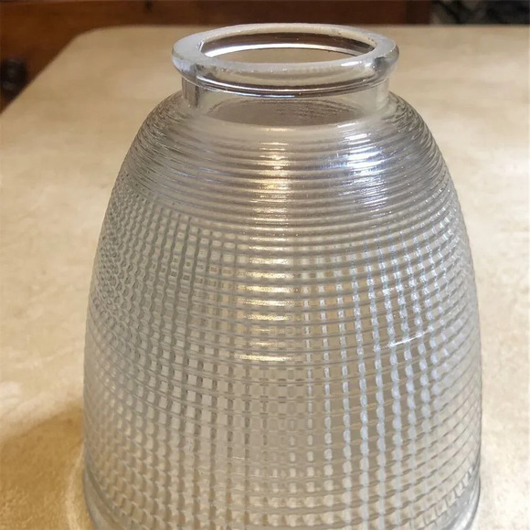 Holophane Clear Glass Waffle Pattern Pendant Shade Diffuser 5.5" - Picture 2 of 5